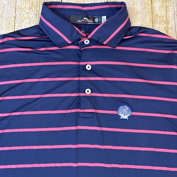 RLX Ralph Lauren Polo Shirt Medium Embroidered Scallop Shell Logo